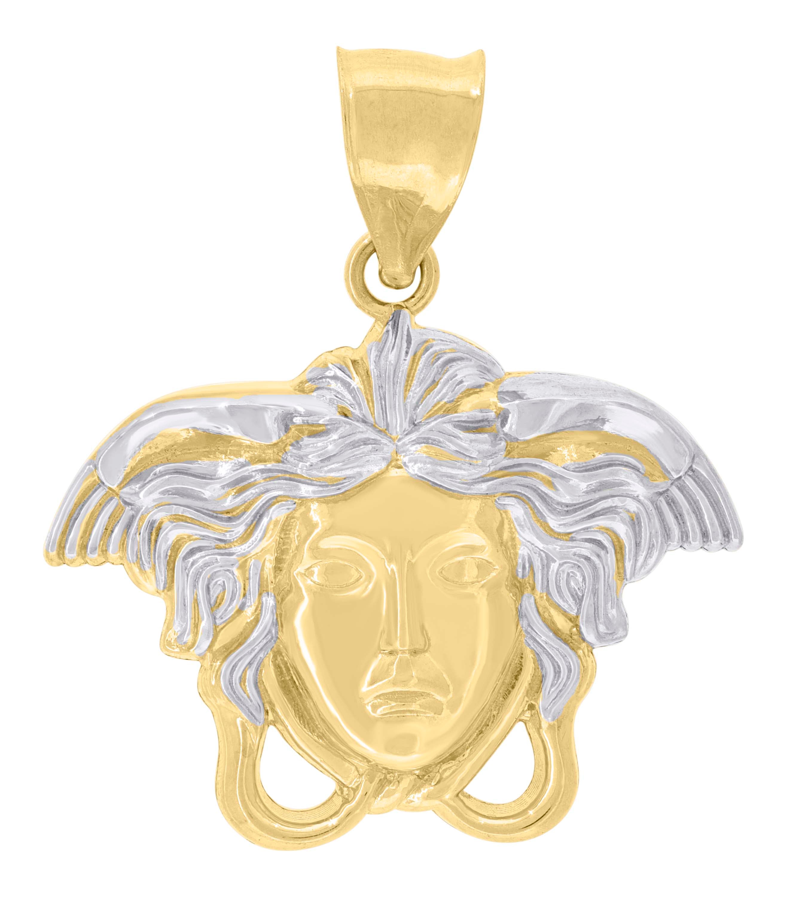 10kt Two-tone Gold Mens Medusa Egyptian Fashion Charm Pendant