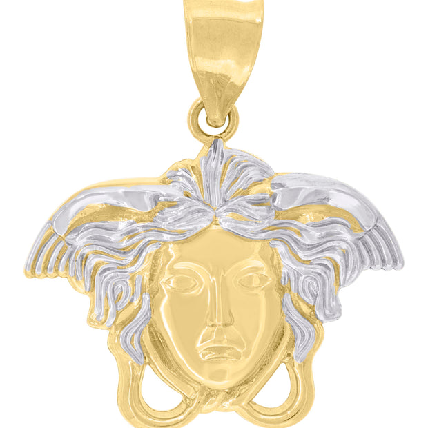 10kt Two-tone Gold Mens Medusa Egyptian Fashion Charm Pendant
