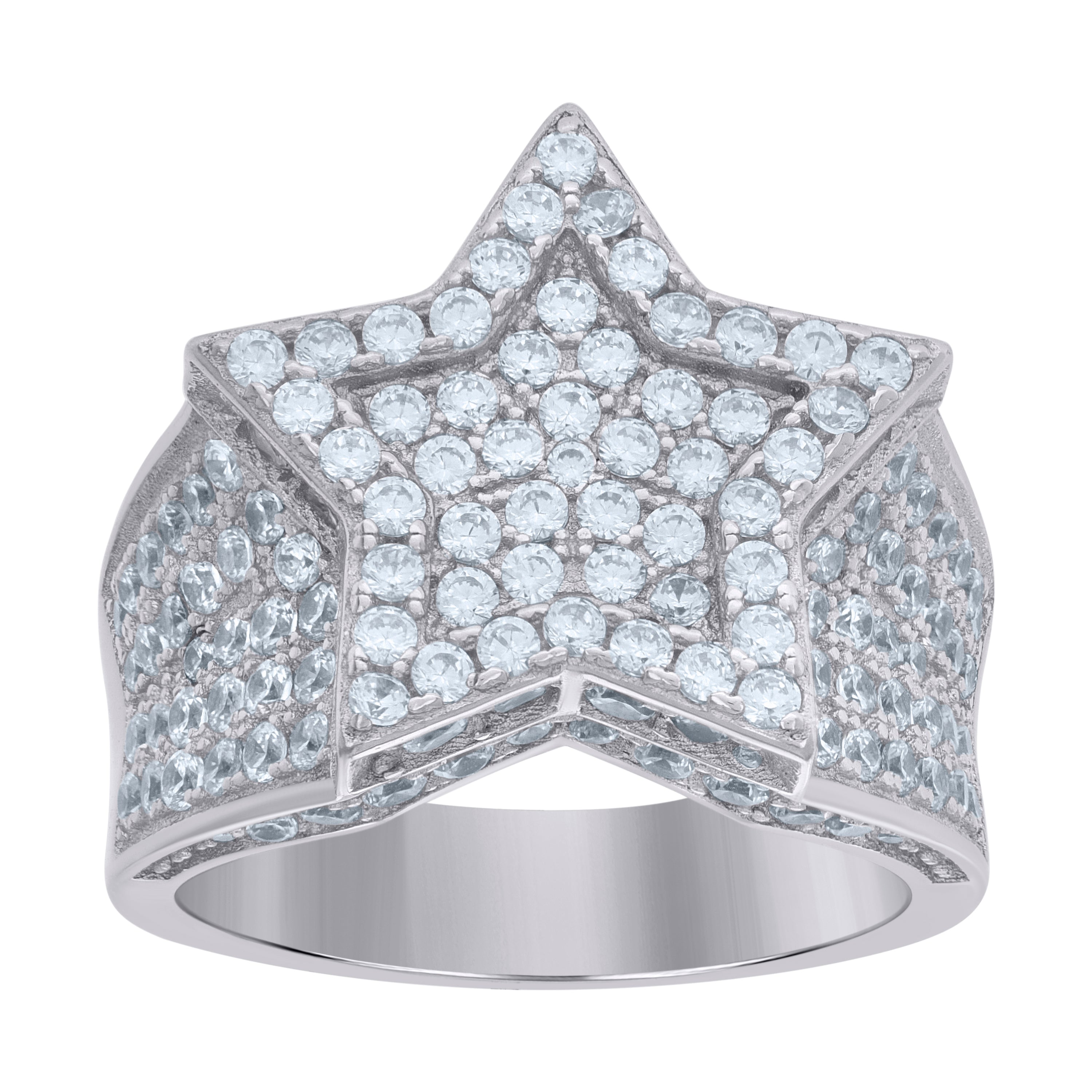 925 Sterling Silver Mens Cubic-Zirconia Star Cluster Fashion Ring Size 7