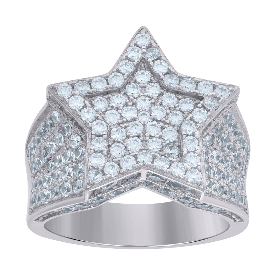 925 Sterling Silver Mens Cubic-Zirconia Star Cluster Fashion Ring Size 11 - SLV-98662