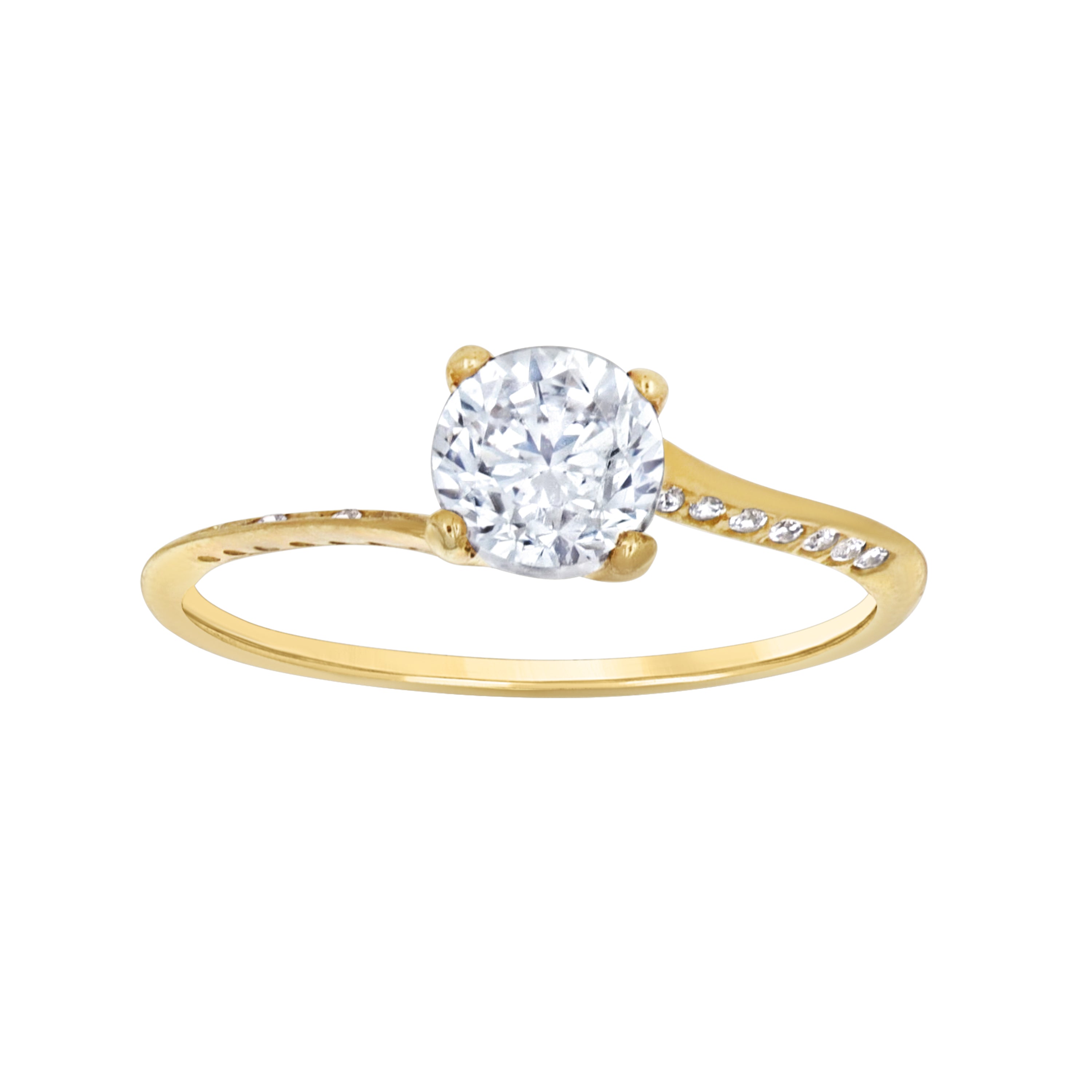 10kt Yellow Gold Womens Cubic-Zirconia Engagement Ring