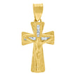 10kt Yellow Gold Unisex Cubic Zirconia Cubic-Zirconia Crucifix Cross Religious Charm Pendant