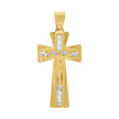 10kt Yellow Gold Unisex Cubic Zirconia Cubic-Zirconia Crucifix Cross Religious Charm Pendant