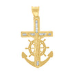 10kt Yellow Gold Unisex Cubic Zirconia Cubic-Zirconia Anchor Crucifix Cross Religious Charm Pendant