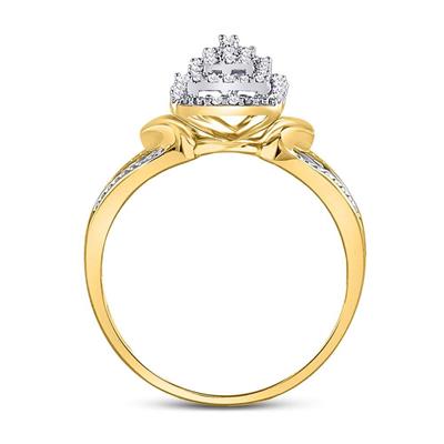 10k White / Yellow Gold Round Diamond Cluster Ring 1/6 Cttw