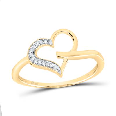 10k Yellow Gold Round Diamond Heart Ring 1/20 Cttw