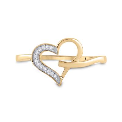 10k Yellow Gold Round Diamond Heart Ring 1/20 Cttw