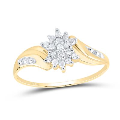 10k Yellow Gold Round Diamond Cluster Ring 1/8 Cttw