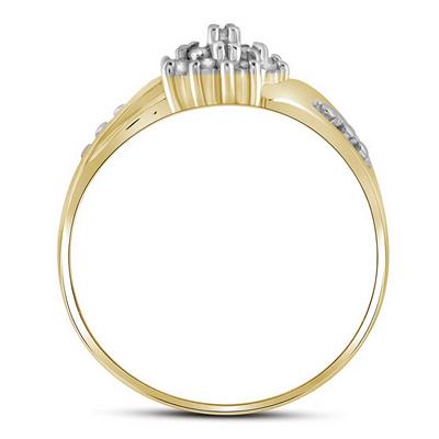 10k Yellow Gold Round Diamond Cluster Ring 1/8 Cttw