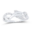 10k White Gold Round Diamond Dolphin Ring 1/20 Cttw