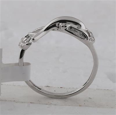 10k White Gold Round Diamond Dolphin Ring 1/20 Cttw