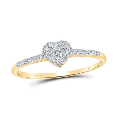 10k White Gold Round Diamond Slender Heart Ring 1/20 Cttw