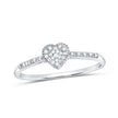 10k White Gold Round Diamond Slender Heart Ring 1/20 Cttw