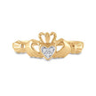 10k Yellow Gold / White Gold Round Diamond Claddagh Heart Ring .02 Cttw