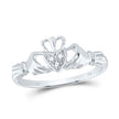 10k Yellow Gold / White Gold Round Diamond Claddagh Heart Ring .02 Cttw
