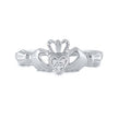 10k Yellow Gold / White Gold Round Diamond Claddagh Heart Ring .02 Cttw