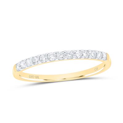 10k Yellow / White Gold Round Diamond Wedding Band 1/6 Cttw