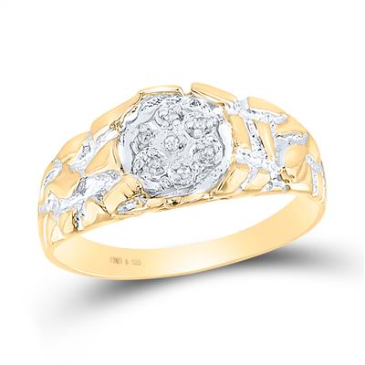 Yellow-tone Sterling Silver Round Diamond Cluster Ring 1/20 Cttw