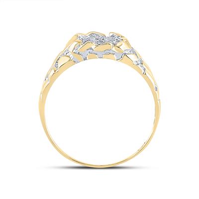 Yellow-tone Sterling Silver Round Diamond Cluster Ring 1/20 Cttw
