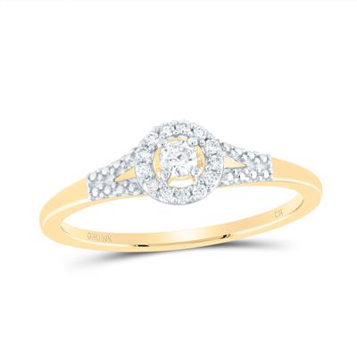 10k Yellow Gold Round Diamond Solitaire Promise Ring 1/8 Cttw