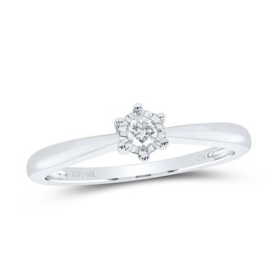 10k White Gold Round Diamond Solitaire Bridal Engagement Ring 1/12 Cttw