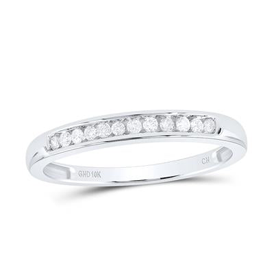 10k Yellow / White Gold Round Diamond Single Row Band Ring 1/8 Cttw