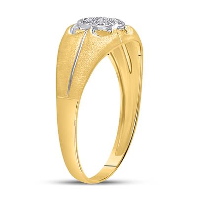 10k Yellow Gold Round Diamond Matte Flower Cluster Ring .02 Cttw