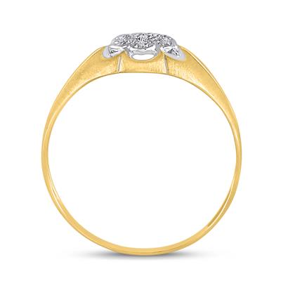 10k Yellow Gold Round Diamond Matte Flower Cluster Ring .02 Cttw