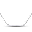10k White Gold Round Diamond Horizontal Bar Pendant Necklace 1/10 Cttw