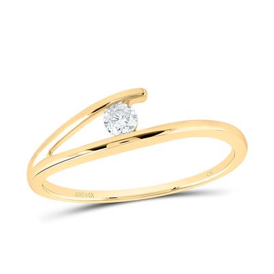 14k Yellow Gold Round Diamond Solitaire Promise Ring 1/10 Cttw