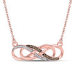 10k Rose Gold Round Brown Diamond Infinity Necklace 1/8 Cttw