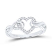 10k Yellow / White Gold Round Diamond Infinity Twist Heart Ring 1/10 Cttw