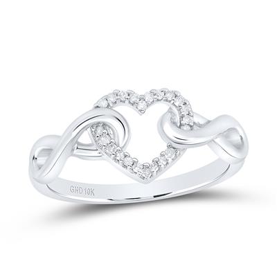 10k Yellow / White Gold Round Diamond Infinity Twist Heart Ring 1/10 Cttw