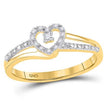 10k White Gold / Yellow Gold Round Diamond Heart Promise Ring 1/20 Cttw