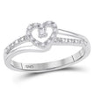 10k White Gold / Yellow Gold Round Diamond Heart Promise Ring 1/20 Cttw