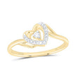 10k Yellow Gold Round Diamond Heart Promise Ring 1/12 Cttw