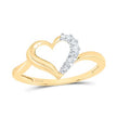 10k Yellow Gold Round Diamond Heart Ring 1/20 Cttw