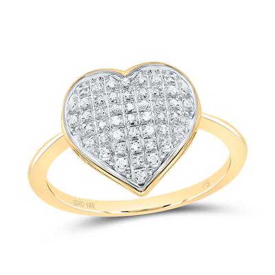 10k Yellow Gold Round Diamond Heart Ring 1/6 Cttw