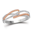 10k White Gold Round Diamond Rope Fashion Band Ring 1/6 Cttw
