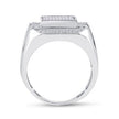 Sterling Silver Round Diamond Rectangle Fashion Ring 1/2 Cttw