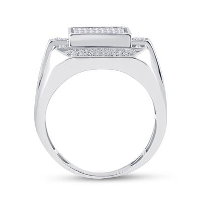 Sterling Silver Round Diamond Rectangle Fashion Ring 1/2 Cttw