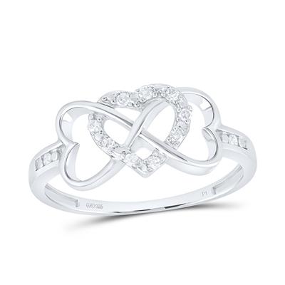 Sterling Silver Round Diamond Heart Ring 1/10 Cttw