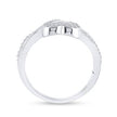 Sterling Silver Round Diamond Heart Frame Cluster Ring 1/8 Cttw