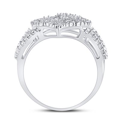 Sterling Silver Round Diamond Nested Double Heart Ring 1/20 Cttw