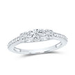 Sterling Silver Round Diamond 3-stone Bridal Engagement Ring 1/6 Cttw
