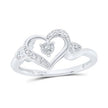 Sterling Silver Round Diamond Solitaire Heart Ring 1/20 Cttw