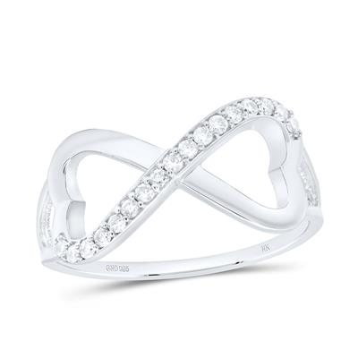 Sterling Silver White Diamond Infinity-weave Heart Band Ring 1/6 Cttw