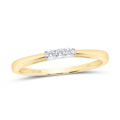 10k Yellow Gold Round Diamond 3-stone Bridal Engagement Ring 1/20 Cttw