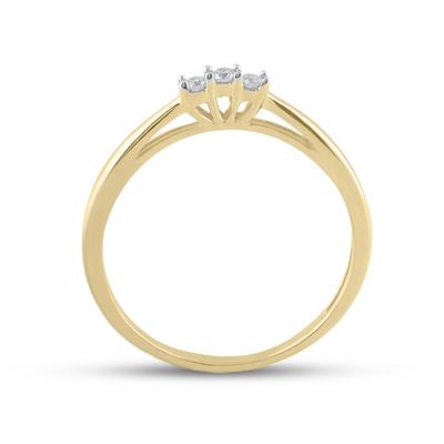 10k Yellow Gold Round Diamond 3-stone Bridal Engagement Ring 1/20 Cttw