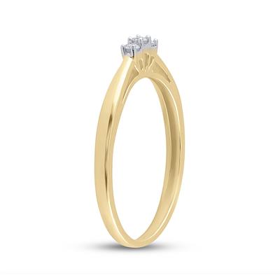 10k Yellow Gold Round Diamond 3-stone Bridal Engagement Ring 1/20 Cttw